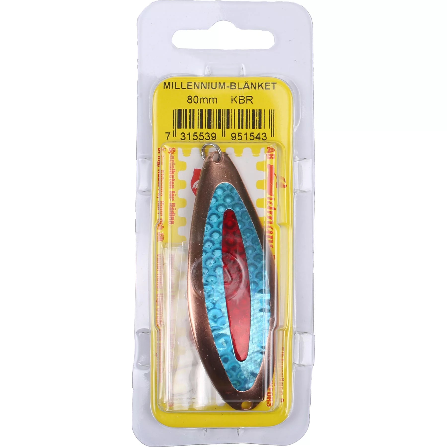 AB Lidmans Millenium-rautulätkä 80mm. Soveltuu raudun,taimenen,ahvenen ja harjuksen kalastukseen.
Pronssinen lätkä sinisellä ja punaisella teipillä.