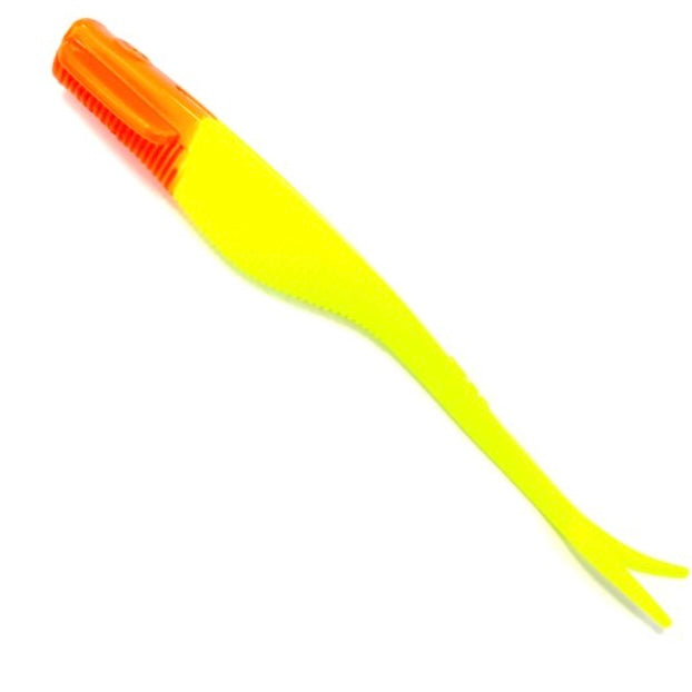 Jasu Tiera 112 neonvihreän värinen jigi oranssilla päällä.
Herkkäuintinen, V-pyrstöinen jigi. Toimii myös pilkkijiginä. Saatavilla 6cm,8cm,10cm ja 14cm koossa.