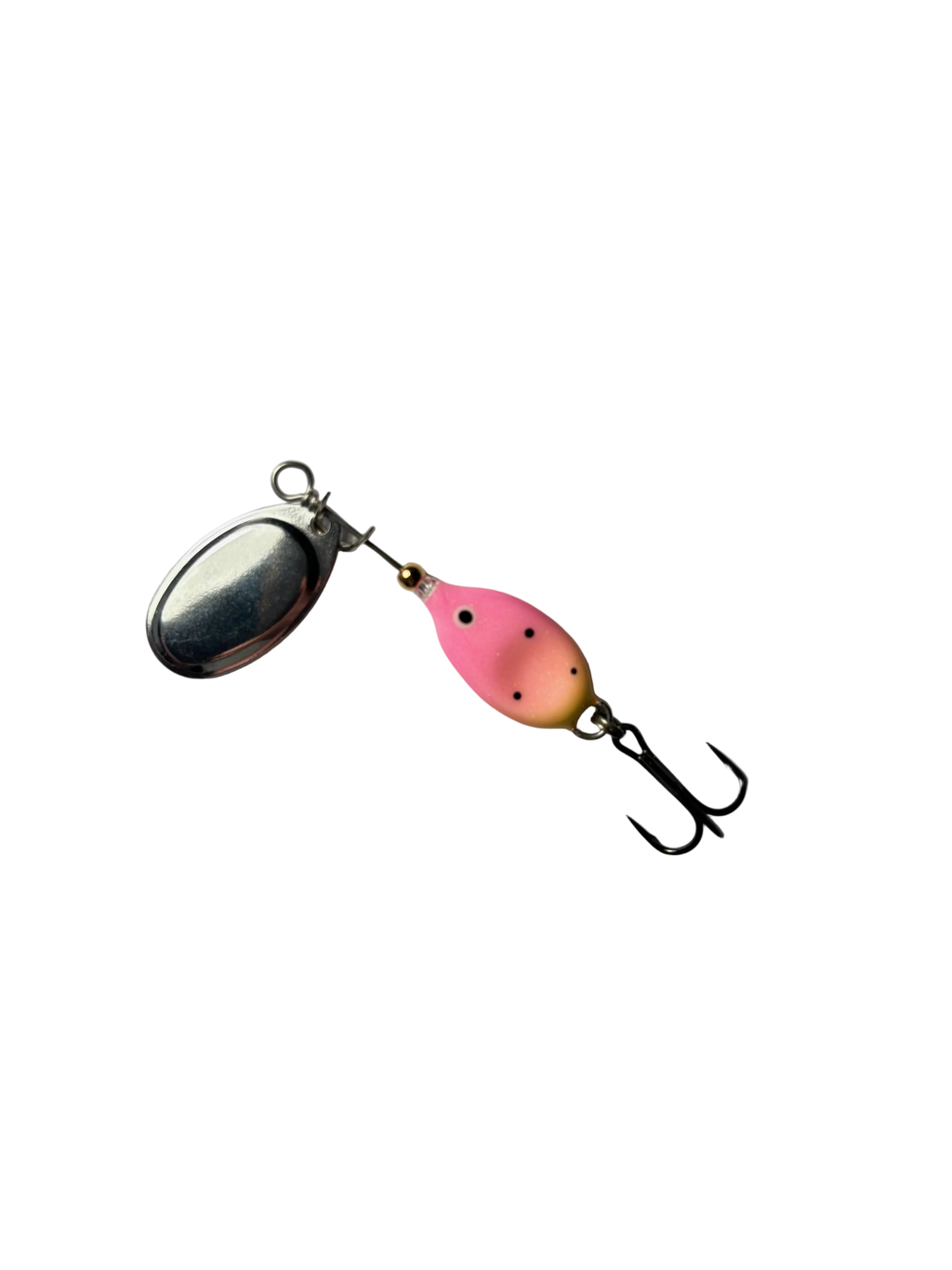 pinkki lippauistin mustilla pisteillä. Hopea lippa.
